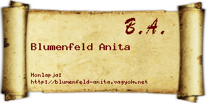 Blumenfeld Anita névjegykártya