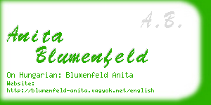 anita blumenfeld business card